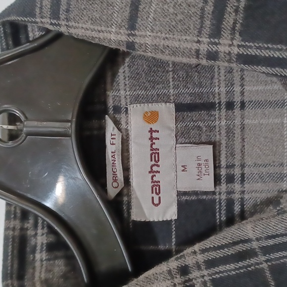 Carhartt Men's XL Black/Grey Heavy Duty Flannel Shirt/Jacket (mislabeled medium) - Picture 3 of 14